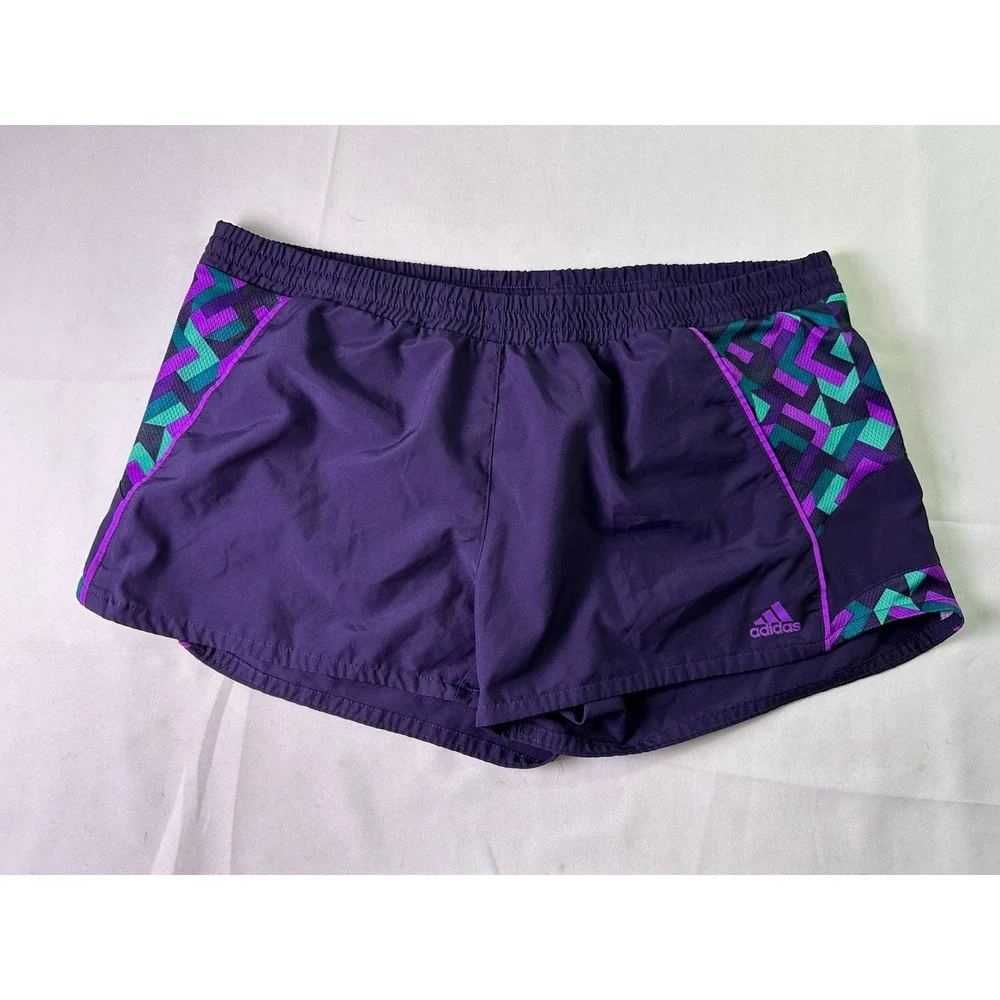 Adidas Climalite Women's Large Purple Geometric Print Running Athletic‎ Shorts L